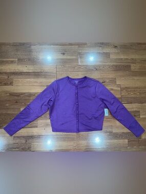 Old Navy Purple Cropped Button-Up Cardigan